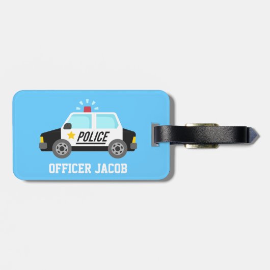 子供へサイレンが付いているクラシックなパトカー ラゲッジタグ (裏面横)