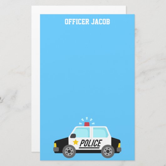 子供へサイレンが付いているクラシックなパトカー 便箋 (正面/裏面)