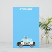 子供へサイレンが付いているクラシックなパトカー 便箋 (スタンド正面)