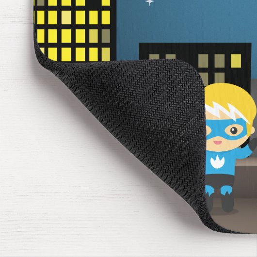 子供へスカイラインのかわいいスーパーヒーロー マウスパッド (コーナー)