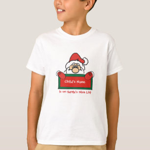 子供へパーソナライズなサンタのニースのリストのワイシャツ Tシャツ