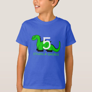 子供へパーソナライズな恐竜の誕生日のTシャツ Tシャツ