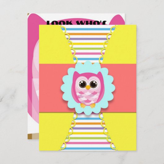 子供へフクロウの誕生日の招待状 招待状 (正面/裏面)