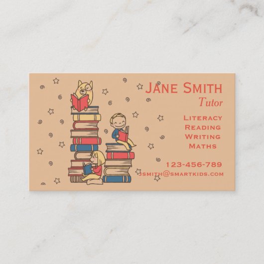 子供へフリーの読書個人教師か先生 名刺 (正面)