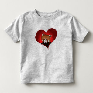 子供へレッサーパンダのハート トドラーTシャツ