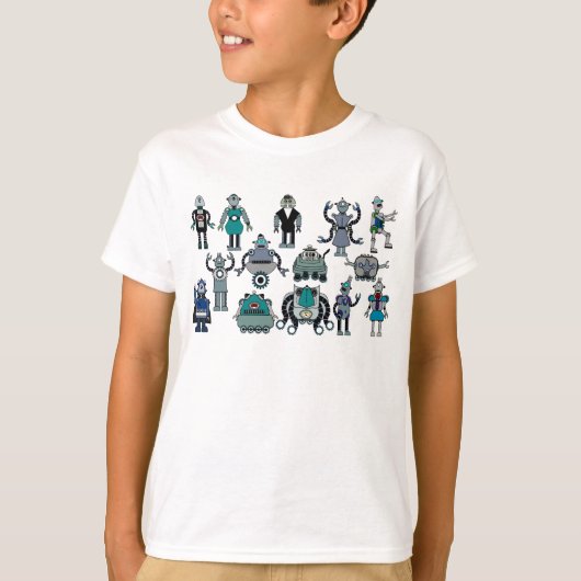 子供へレトロのロボット恋人! おもしろい、かわいく及びクール! Tシャツ (正面)