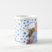 子供へレトロの写真の青いマグ コーヒーマグカップ (中央)