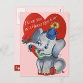 子供へヴィンテージのバレンタイン シーズンポストカード (正面/裏面)