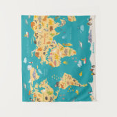 子供へ世界の動物の地図 タペストリー (正面)