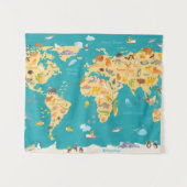 子供へ世界の動物の地図 タペストリー (正面(横))