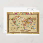 子供へ世界地図-自然な調子 ポストカード (正面/裏面)