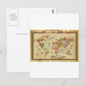 子供へ世界地図-自然な調子 ポストカード (正面/裏面)