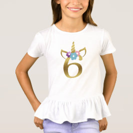 子供へ女の子6歳のユニコーンの誕生日の Tシャツ