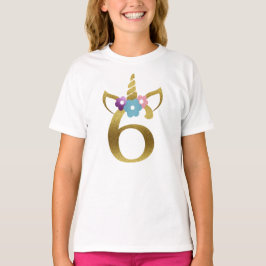 子供へ女の子6歳のユニコーンの誕生日の Tシャツ