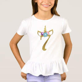 子供へ女の子7歳のユニコーンの誕生日の Tシャツ