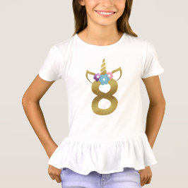 子供へ女の子8歳のユニコーンの誕生日の Tシャツ