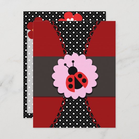 子供へ小さいてんとう虫の誕生日の招待状 招待状 (正面/裏面)