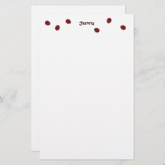 子供へ沢山のてんとう虫の文房具 便箋 (正面/裏面)