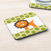 子供へ緑パターンギフトのかわいいライオン コースター (左側)