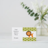 子供へ緑パターンギフトのかわいいライオン 名刺 (スタンド正面)