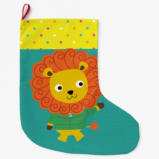 子供へ美しくカラフルなライオンベビー ラージクリスマスストッキング (正面)