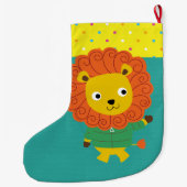 子供へ美しくカラフルなライオンベビー ラージクリスマスストッキング (裏面)