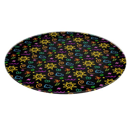 子供へ背景のカラフルなデザイン カッティングボード (角)