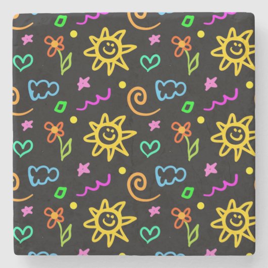 子供へ背景のカラフルなデザイン ストーンコースター (正面)