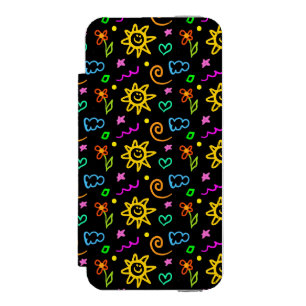 子供へ背景のカラフルなデザイン iPhone SE/5/5sウォレットケース