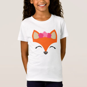 子供へ花の王冠のティーを持つキツネ Tシャツ