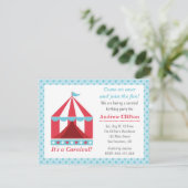 子供へ裏庭のカーニバルの誕生会のテーマ 招待状 (スタンド正面)