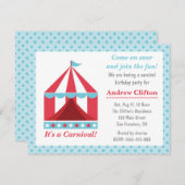 子供へ裏庭のカーニバルの誕生会のテーマ 招待状 (正面/裏面)