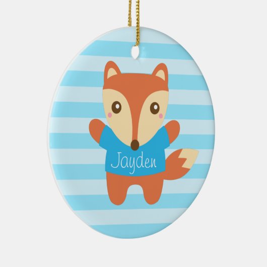 子供へ青のかわいく小さい孤 セラミックオーナメント (右)