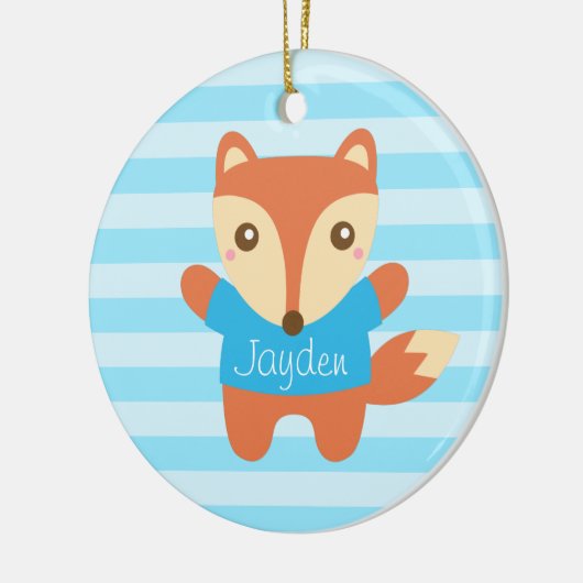 子供へ青のかわいく小さい孤 セラミックオーナメント (左)