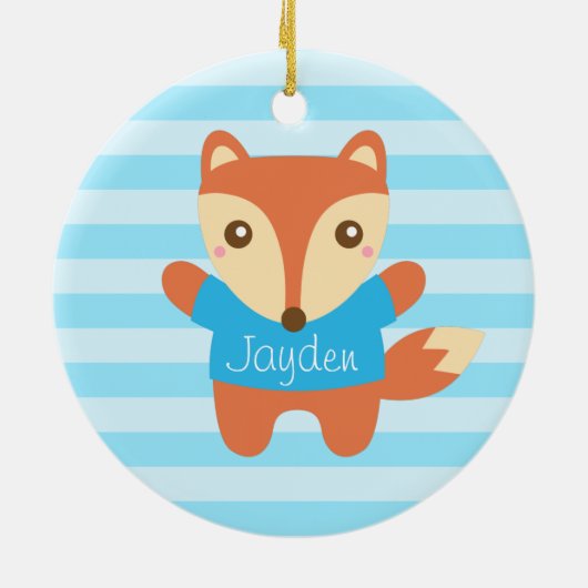 子供へ青のかわいく小さい孤 セラミックオーナメント (裏面)