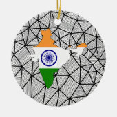 子供へ: 地図が付いているインドの創造的な旗 セラミックオーナメント (正面)