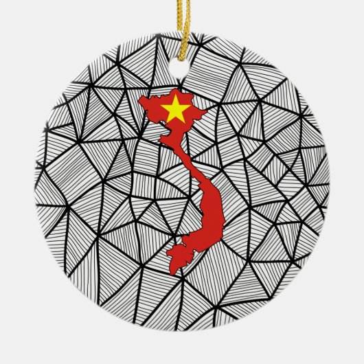 子供へ: 地図が付いているベトナムの創造的な旗 セラミックオーナメント (正面)