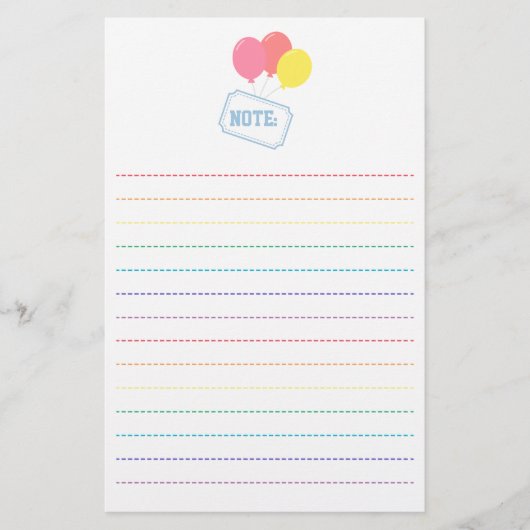 子供へ-旗を運ぶカラフルな気球 便箋 (正面)