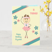 子供へPink any age ballerina誕生日あいさつ カード (黄色い花)