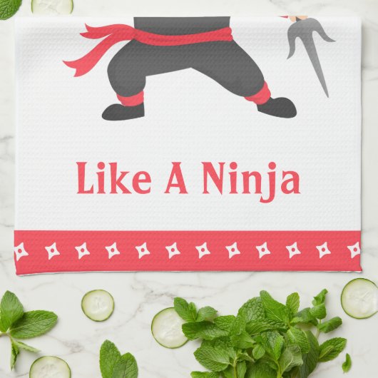 子供へSaiの武器を持つ隠しだての忍者 キッチンタオル (折り畳み)
