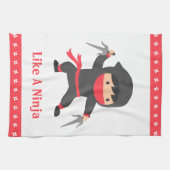 子供へSaiの武器を持つ隠しだての忍者 キッチンタオル (横)