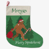 子供へZサンタSquatchのクリスマスはあなたの名前を加えます ラージクリスマスストッキング (正面)