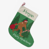 子供へZサンタSquatchのクリスマスはあなたの名前を加えます ラージクリスマスストッキング (正面 (吊り時))