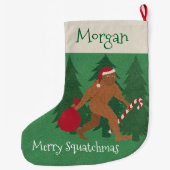 子供へZサンタSquatchのクリスマスはあなたの名前を加えます ラージクリスマスストッキング (裏面)