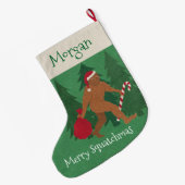 子供へZサンタSquatchのクリスマスはあなたの名前を加えます ラージクリスマスストッキング (裏面 (吊り時))