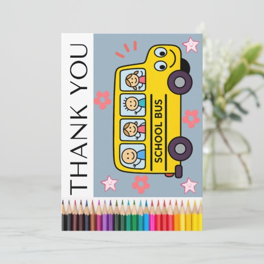 子供または家族の名前からのスクールバスの運転手へのカード サンキューカード (スタンド正面)