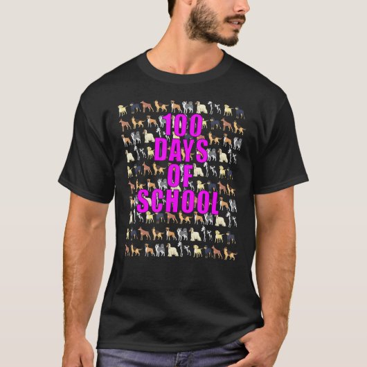 子供や先生のための100日目の登校 - 犬 Tシャツ (正面)