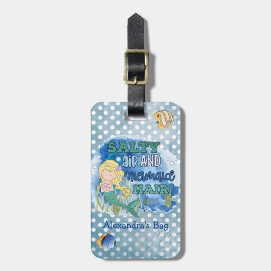 子供や大人の可愛いマーメイドの荷物タグ ラゲッジタグ (正面縦)
