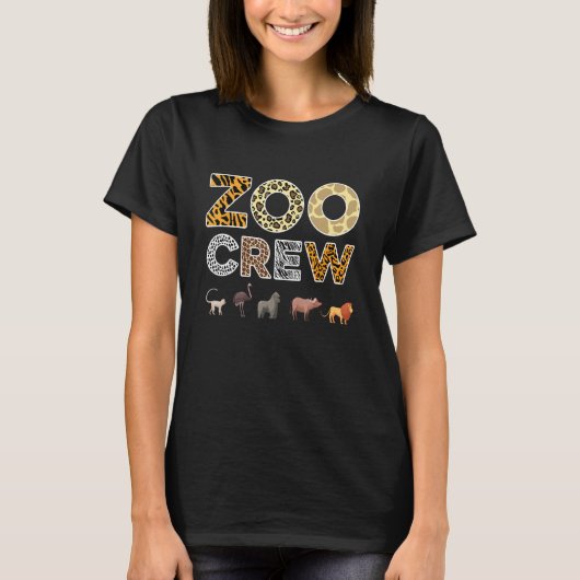 子供や大人向けの動物園の飼育員クルーの動物のプリント ズー Tシャツ (正面)