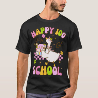 子供や女の子のための面白いガチョウのアヒル100日目の登校 Tシャツ